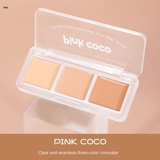 Pinkcoco คอนซีลเลอร์สามสีที่ชัดเจนและไร้รอยต่อ Obedient Ultra-thin Lazy Pseudo Plain Makeup Students คอนซีลเลอร์กันน้ำและติดทน nuuo