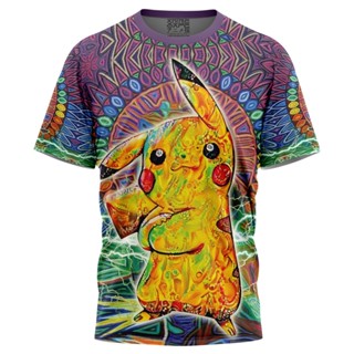 เสื้อยืด พิมพ์ลายโปเกม่อน Trippy Pikachu