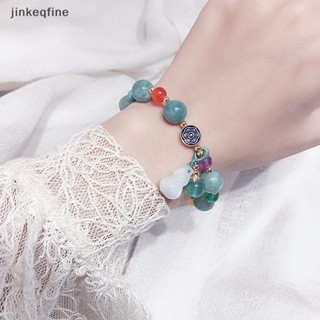 【KETH】 &amp; สร้อยข้อมือลูกปัด Chalcedony สําหรับผู้หญิง สีเขียว น้ําเต้า สร้อยข้อมือคู่ ขายดี