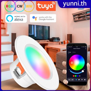 15/10w Tuya โคมไฟเพดาน LED Downlight 10w Recessed Reflector Bluetooth App Ir รีโมทคอนโทรล RGB สีขาวหรี่แสงได้สำหรับทางเดิน Yunni