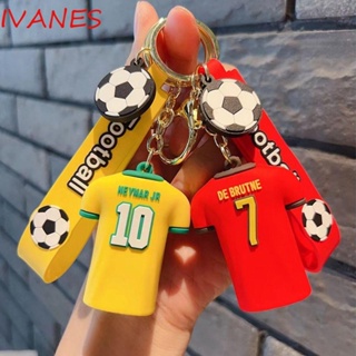 IVANES เสื้อกีฬาฟุตบอล พวงกุญแจสร้างสรรค์ 2022 Qatar Car Keyrings Mini Football Shirt Women Men Keyfob Football Fan Gift Bag Pendant