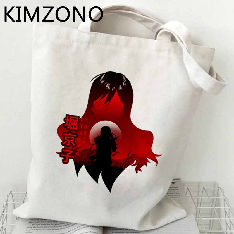 Horimiya กระเป๋าช้อปปิ้ง ผ้าฝ้าย แบบพับได้ ใช้ซ้ําได้ ZMTU ราคา ถูกที่สุด ดีลบีเคเค แกลเลอรีภาพที่ 2