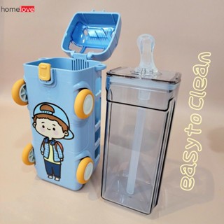 500ml Creative Bus ขวดน้ำรูปฟางสายคล้องน่ารักนักเรียนกาต้มน้ำ Baby Bus ขวดน้ำรถการ์ตูนถ้วยน้ำ homelove