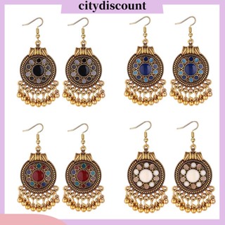 &lt;citydiscount&gt; ต่างหูระย้า จี้ลูกปัดดอกไม้ ห้อยพู่ยาว เครื่องประดับ สําหรับผู้หญิง