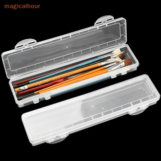 Magicalhour^^ กล่องพลาสติกใส สําหรับใส่ปากกา ดินสอสีน้ํา เครื่องเขียน