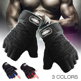 Gym Training Weightlifting Fitness Sports Wrist Wrap Workout Half Finger Gloves