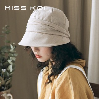 Misskoi [พร้อมส่ง] หมวกเบเร่ต์ลําลอง แต่งจับจีบ ขนาดเล็ก เข้ากับทุกการแต่งกาย แฟชั่นฤดูใบไม้ผลิ และฤดูร้อน สไตล์เกาหลีเรโทร สําหรับผู้หญิง