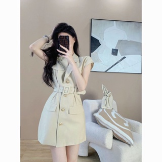 Waist suit dress women summer 2023 new Korean version of foreign style high-end feeling thin fried street all kinds of work dress