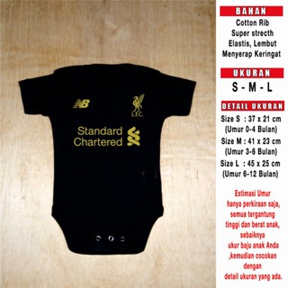 ชุดรอมเปอร์ จัมเปอร์ ลาย Liverpool สีดํา สีทอง สําหรับเด็กทารก LEFP