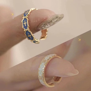 Temperament Enamel Ring for Girls New Pattern Peacock Green Zircon Small Design Sense Light Luxury Ins Fashion Art Index Finger Ring