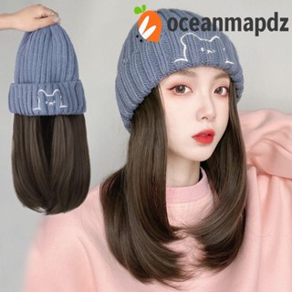 OCEANMAPDZ หมวกเบเร่ต์ วิกผมไฟเบอร์ถัก ทนความร้อน แฟชั่นฤดูใบไม้ร่วง และฤดูหนาว สําหรับผู้หญิง