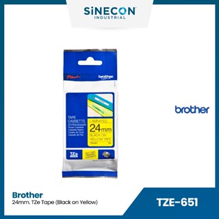 Brother บราเดอร์ TZE-651 เทปพิมพ์อักษร ดำ/เหลือง แบบเคลือบพลาสติก TZE ขนาด 24mm. สำหรับเครื่องพิมพ์ฉลาก