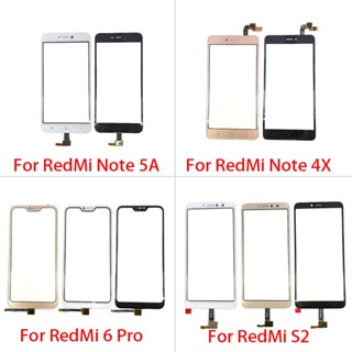 อะไหล่แผงกระจกหน้าจอสัมผัสดิจิทัล เซนเซอร์ดิจิทัล สําหรับ Xiaomi Redmi S2 6 Pro Note 4X 5A Prime