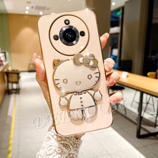 เคสโทรศัพท์มือถือนิ่ม ลาย KT น่ารัก พร้อมขาตั้งกระจก สําหรับ Realme 11 Pro+ Plus 5G C53 NFC GT NEO5 SE 4G Realme11 11Pro Realme11Pro+