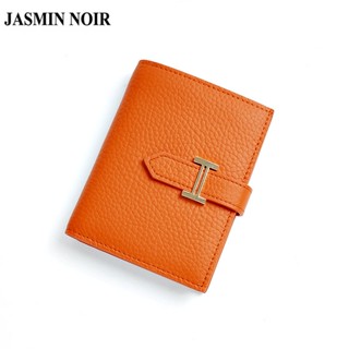 Jasmin NOIR กระเป๋าสตางค์ หนังแท้ ใบสั้น ลายงู มีซิป คุณภาพสูง สําหรับผู้หญิง