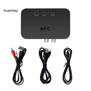 Huarmey อะแดปเตอร์รับส่งสัญญาณเสียงสเตอริโอ แจ็ค RCA NFC บลูทูธ 3.5 มม. สําหรับลําโพงรถยนต์