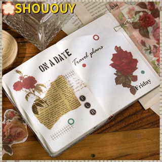 SHOUOUY สติกเกอร์ฉลาก ลายดอกไม้ DIY สําหรับตกแต่งไดอารี่ 60 ชิ้น ต่อแพ็ค