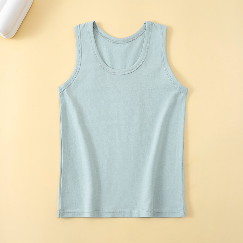 Fast Shipping 100-160 ซม.ผ้าฝ้ายเด็ก Soft Simple Base Coat เสื้อกั๊กด้านในชายหญิง Candy สีแขนกุด I-Shaped Vest