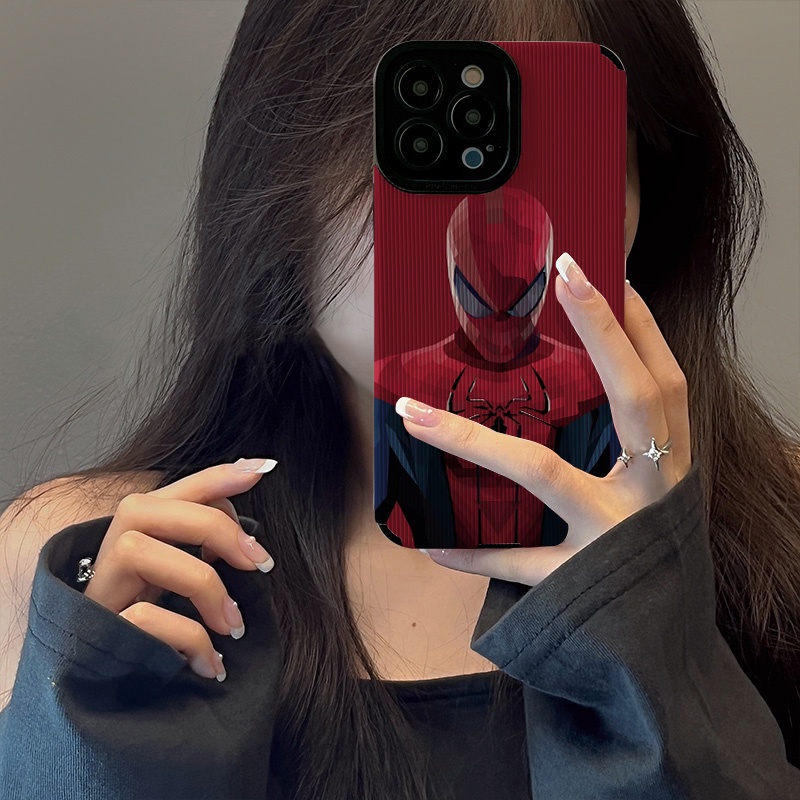 เหมาะสําหรับเคสโทรศัพท์ iPhone 11 12 13 14 Pro Max IPX Xr Xs Max 7 8 6s Plus Super หล่อ Spider Man เคสซิลิโคนกันกระแทกกรณี
