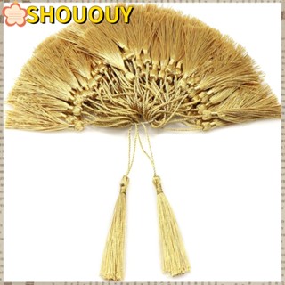 SHOUOUY พู่นุ่ม แฮนด์เมด ผ้าไหม โพลีเอสเตอร์ สีทอง ขนาดเล็ก 5 นิ้ว สําหรับทําเครื่องประดับ 100 ชิ้น