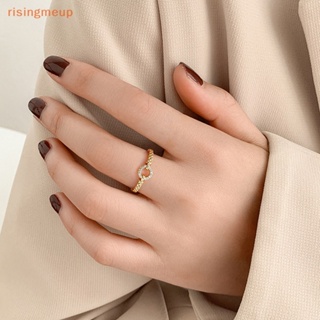 [risingmeup] แหวนเพทาย ทรงกลม ปรับได้ เครื่องประดับแฟชั่น สําหรับผู้หญิง