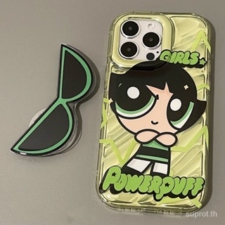 เคสโทรศัพท์มือถือแบบแข็ง กันกระแทก ลายการ์ตูน Vg-sunglasses Powerpuff Girls พร้อมขาตั้ง สําหรับ iPhone 7 8 Plus XS XR X XS max 11 12 13 14 11 Pro max 12 Pro 13 Pro max 14 Pro max เคส