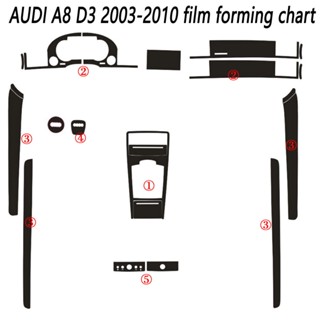 สติกเกอร์คาร์บอนไฟเบอร์ 5D DIY สําหรับติดตกแต่งภายในรถยนต์ Audi A8 D3 2003-2010