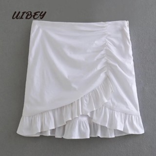 Uibey กระโปรงยาว เอวสูง สีพื้น 2697