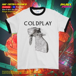 Partyprintstore เสื้อยืดลําลอง แขนสั้น คอกลม พิมพ์ลาย Raglan 3/4 Ringer Tee Band Coldplay Cold Play A Rush of Blood to the Head II 50