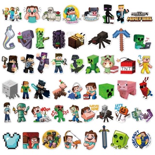 สติกเกอร์ PVC กันน้ํา ลายกราฟฟิติ Minecraft สําหรับติดตกแต่งกระเป๋าเดินทาง กีตาร์ แล็ปท็อป 50 ชิ้น ZSNW