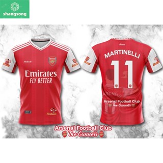 เสื้อพิมพ์ลาย ยอดฮิต ลาย อาเซนอล เบอร์11 Martinelli สีแดง Arsenal shangsong