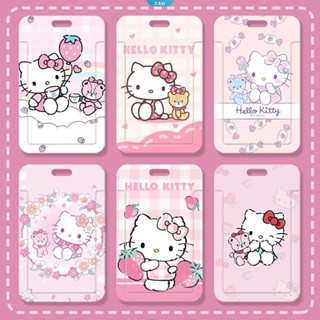 SANRIO พวงกุญแจ จี้รูปรถบัส สตรอเบอร์รี่ คิตตี้น่ารัก เหมาะกับนักเรียนผู้ชาย และผู้หญิง สําหรับใส่บัตรเครดิต บัตรประจําตัวประชาชน [ZK]