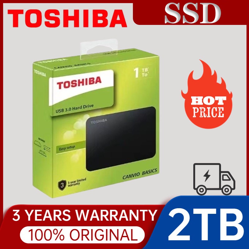 External Hard Disk ฮาร์ดไดรฟ์ภายนอก 1TB/2TB/4TB Toshiba  SSD 2.5"(สีดำ)  ฮาดดิสพกพา  USB3.0 External