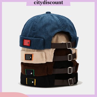 &lt;citydiscount&gt; หมวกบีนนี่ ผ้าลูกฟูก แบบนิ่ม พิมพ์ลายโลโก้ สีพื้น สามารถปรับได้ สไตล์เรโทร สําหรับผู้หญิง และผู้ชาย