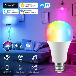 หลอดไฟอัจฉริยะ Wifi E27 220V 110V Siri App ตั้งเวลาด้วยเสียง ควบคุมด้วยแอปพลิเคชัน Wifi สําหรับบ้าน Alexa Google Apple