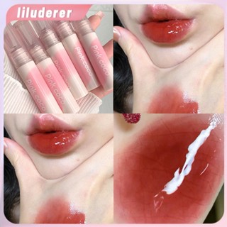 Pinkcoco Iced Tea Water Light Mirror Lip Glaze Moisturizing Film Lasting Lipstick Student Plain Face Flat Lip Honey Orange Milk Jelly 6 Colors HO