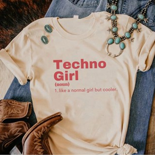 เสื้อยืด พิมพ์ลายการ์ตูนมังงะ Techno ออกแบบดี สําหรับผู้หญิง