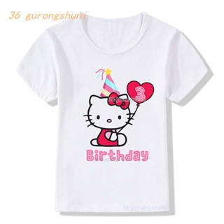 เสื้อยืดแขนสั้น พิมพ์ลายการ์ตูน hello kitty cat แฟชั่นฤดูร้อน สําหรับเด็กผู้ชาย และเด็กผู้หญิง อายุ 1 2 3 4 5 6 7 ปี