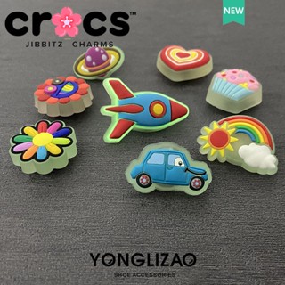 Jibbitz crocs charms หัวเข็มขัดไฟกระพริบ LED ลายการ์ตูน สามมิติ อุปกรณ์เสริม สําหรับตกแต่งรองเท้า