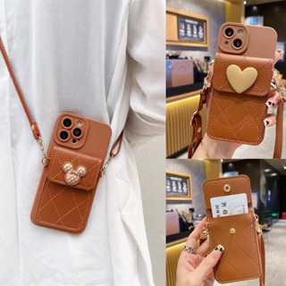 Samsung A53 A73 A33 A13 A23 A04S M53 M23 M33 M53 A04 M13 A04E A34 A54 A24 M54 Phone Case Love Mickey Card Bag TPU Soft Cover