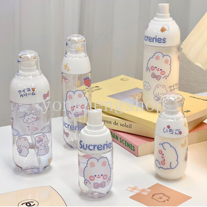 ขวดสเปรย์แอลกอฮอล์ ลายการ์ตูนน่ารัก ขนาด 50 มล. 100 มล. 150 มล. พร้อมสติกเกอร์ แบบพกพา เติมได้ สําหรับเดินทาง