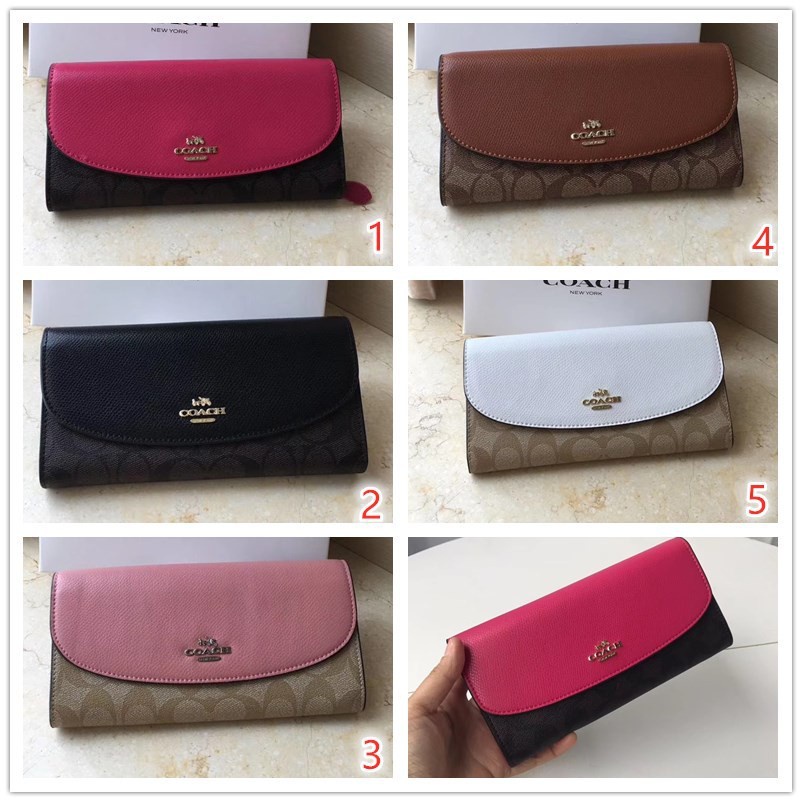 Slim Envelope Wallet In Signature Canvas F54022 ผู้หญิง ซิป พนัง ช่องเสียบการ์ดหลายช่อง COAC H กระเป๋าเงิน