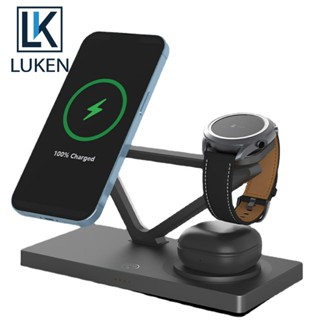 Luken 3 in 1 ที่ชาร์จไร้สาย สําหรับ IPh 14 13 12 Pro Max AirPods 2 3 Pro ApplWatch Qi Samsung Galaxy Watch