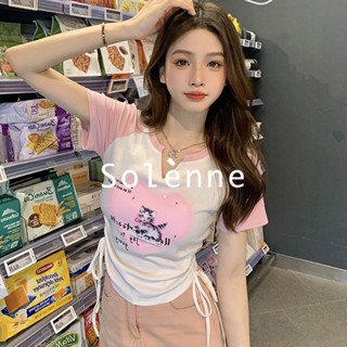 Solenne เสื้อครอป เสื้อยืดผู้หญิง ครอป baby tee สาวเรโทร 2023 NEW Style 071827