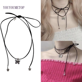 Youyo สร้อยคอโชคเกอร์ จี้ผีเสื้อ ประดับโบว์ ปรับได้ แฟชั่น Y2K