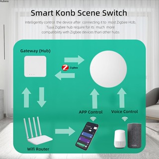 สวิตช์ปุ่ม Tuya Zigbee แนวนอนสลับการเชื่อมต่อแบตเตอรี่อัจฉริยะอัตโนมัติพร้อมอุปกรณ์ Zigbee แนวนอนหลายตัว Aube