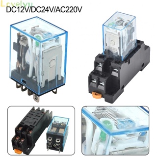 Ly2nj รีเลย์แม่เหล็กไฟฟ้า ขนาดเล็ก DC12V DC24V AC24V AC110V AC220V พร้อมฐานซ็อกเก็ต