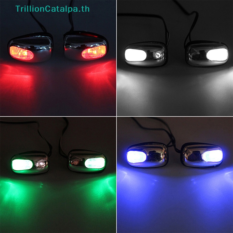 Trillioncatalpa หัวฉีดที่ปัดน้ําฝนกระจกหน้ารถยนต์ มีไฟ Led 2 ชิ้น