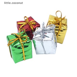 [little.coconut] โมเดลกล่องของขวัญคริสต์มาสจิ๋ว 1:12 สําหรับตกแต่งบ้านตุ๊กตา 4 ชิ้น