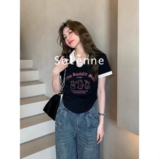 Solenne  เสื้อครอป เสื้อยืดผู้หญิง ครอป baby tee สาวเรโทร 2023 NEW Style สบาย พิเศษ สวย Chic A29J1AM 36Z230909